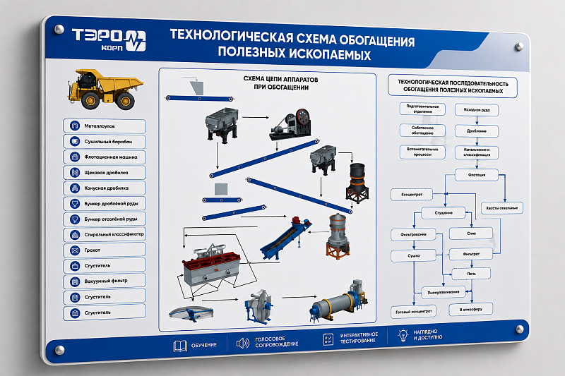 Стенд-планшет «Технологическая схема обогащения полезных ископаемых» 